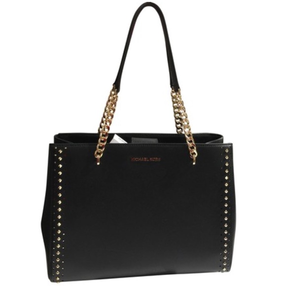 Michael Kors Handbags - Michael Kors Black Ellis  Lg Tote Leather w Wallet